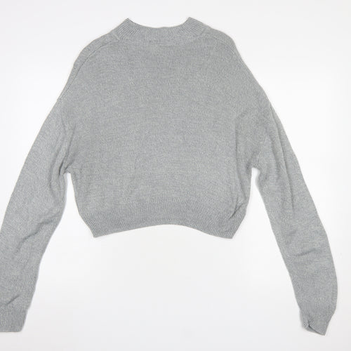 H&M Divided Women's Grey Mock Neck Knit Pullover Jumper Size 8