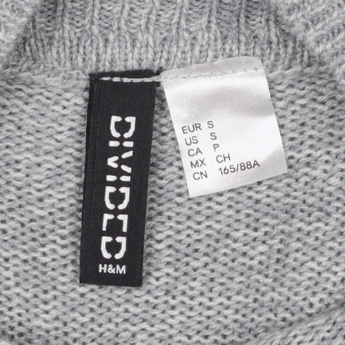 H&M Divided Women's Grey Mock Neck Knit Pullover Jumper Size 8