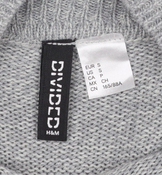 H&M Divided Women's Grey Mock Neck Knit Pullover Jumper Size 8