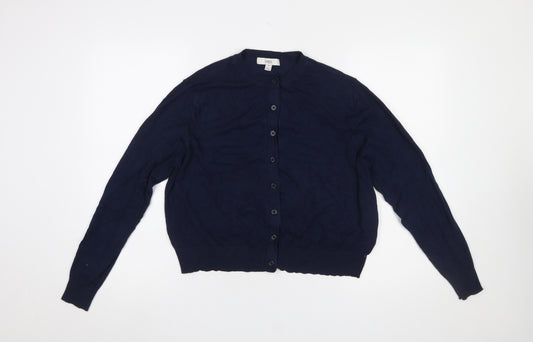 Marks and Spencer Women Blue Size 18 Crew Neck Button Cardigan