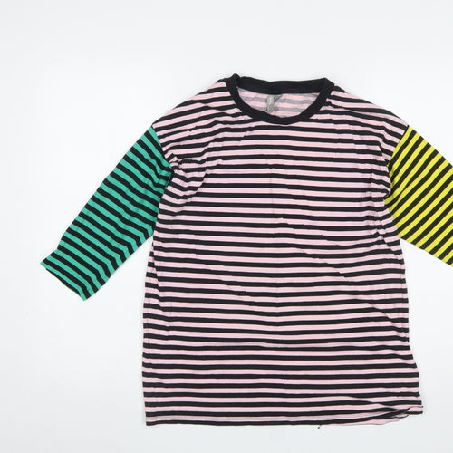 ASOS Women’s Multicoloured Striped 3/4 Sleeve Cotton T-Shirt UK 8