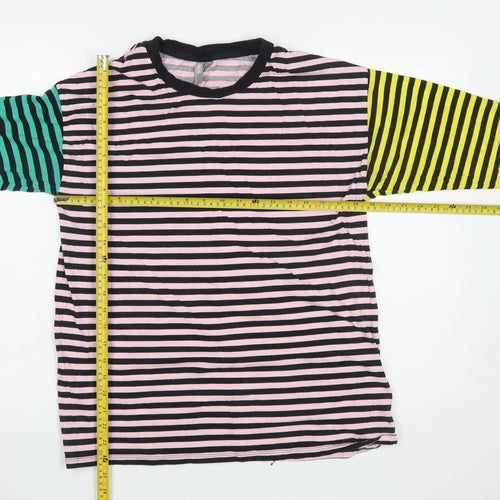 ASOS Women’s Multicoloured Striped 3/4 Sleeve Cotton T-Shirt UK 8