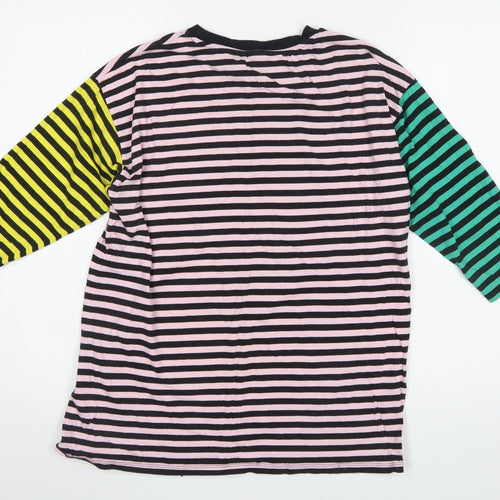 ASOS Women’s Multicoloured Striped 3/4 Sleeve Cotton T-Shirt UK 8