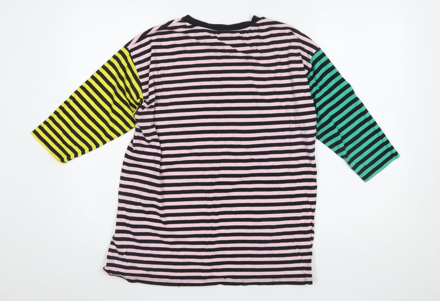 ASOS Women’s Multicoloured Striped 3/4 Sleeve Cotton T-Shirt UK 8