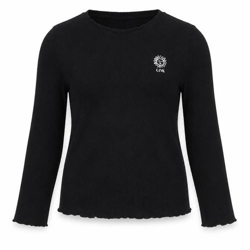 Marks and Spencer Girls Black Long Sleeve Embroidered Love T-Shirt 13-14Y