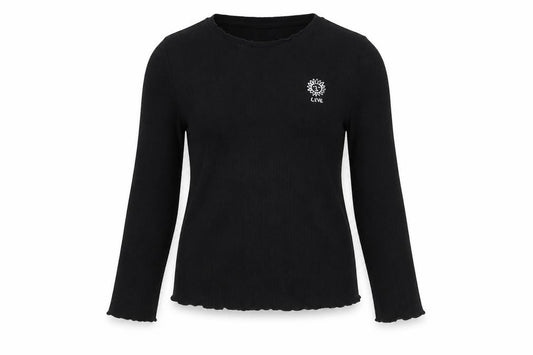 Marks and Spencer Girls Black Long Sleeve Embroidered Love T-Shirt 13-14Y