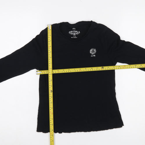 Marks and Spencer Girls Black Long Sleeve Embroidered Love T-Shirt 13-14Y
