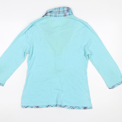 Cotton Traders Women’s Blue V-Neck 3/4 Sleeve Cotton Blouse Size 10