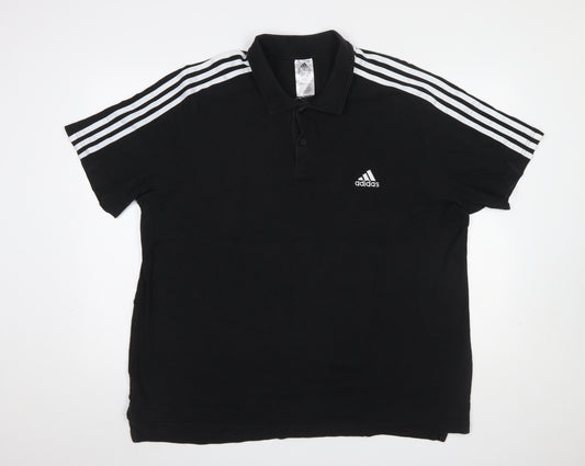 Adidas Men's Black XL Polo Shirt Cotton Stretch Logo Sportswear