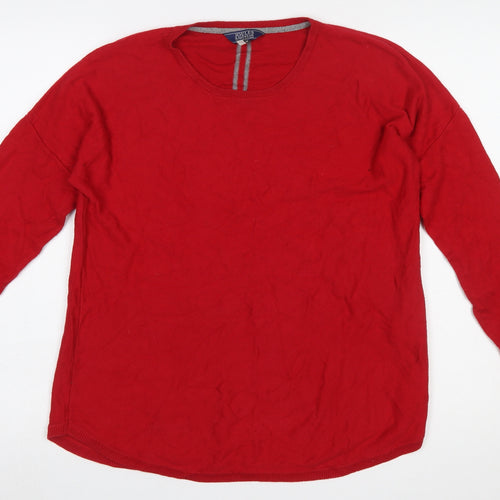 Joules Womens Red Cotton Blend Crew Neck Long Sleeve Jumper Size 12