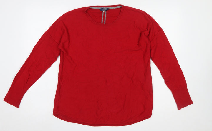Joules Womens Red Cotton Blend Crew Neck Long Sleeve Jumper Size 12