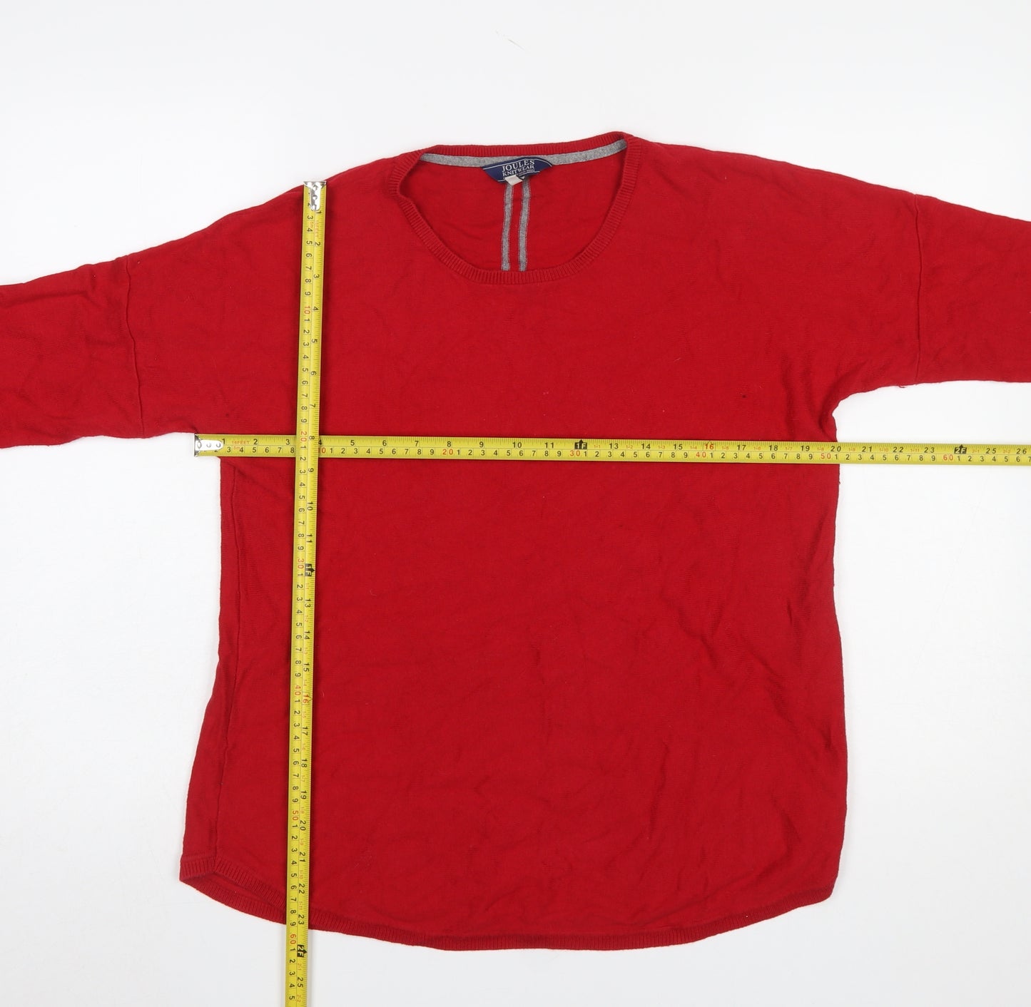 Joules Womens Red Cotton Blend Crew Neck Long Sleeve Jumper Size 12