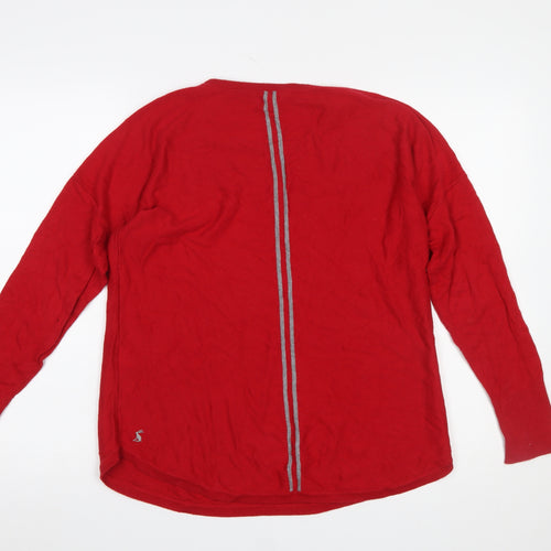 Joules Womens Red Cotton Blend Crew Neck Long Sleeve Jumper Size 12
