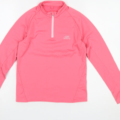 Kalenji Girls Pink 10-11 Years 1/4 Zip Fleece Pullover Sweatshirt