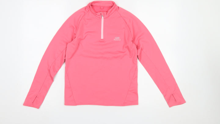 Kalenji Girls Pink 10-11 Years 1/4 Zip Fleece Pullover Sweatshirt