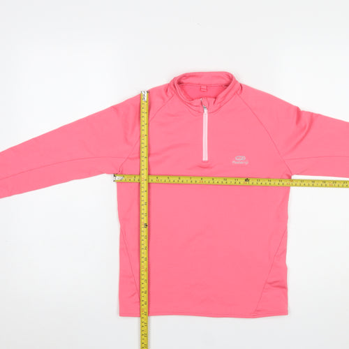 Kalenji Girls Pink 10-11 Years 1/4 Zip Fleece Pullover Sweatshirt