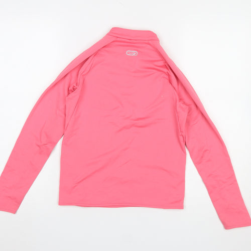 Kalenji Girls Pink 10-11 Years 1/4 Zip Fleece Pullover Sweatshirt