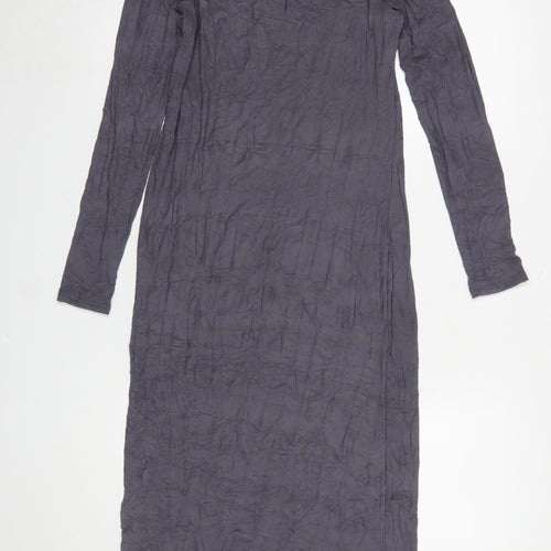 River Island Women’s Grey Long Sleeve Bodycon Mesh Midi Dress Size 10