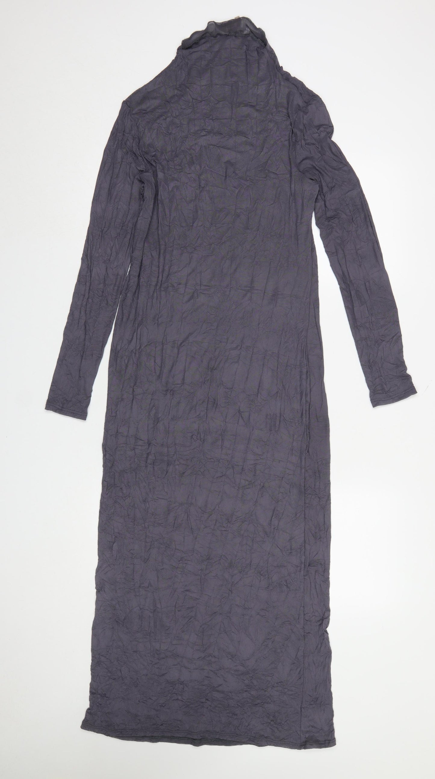 River Island Women’s Grey Long Sleeve Bodycon Mesh Midi Dress Size 10