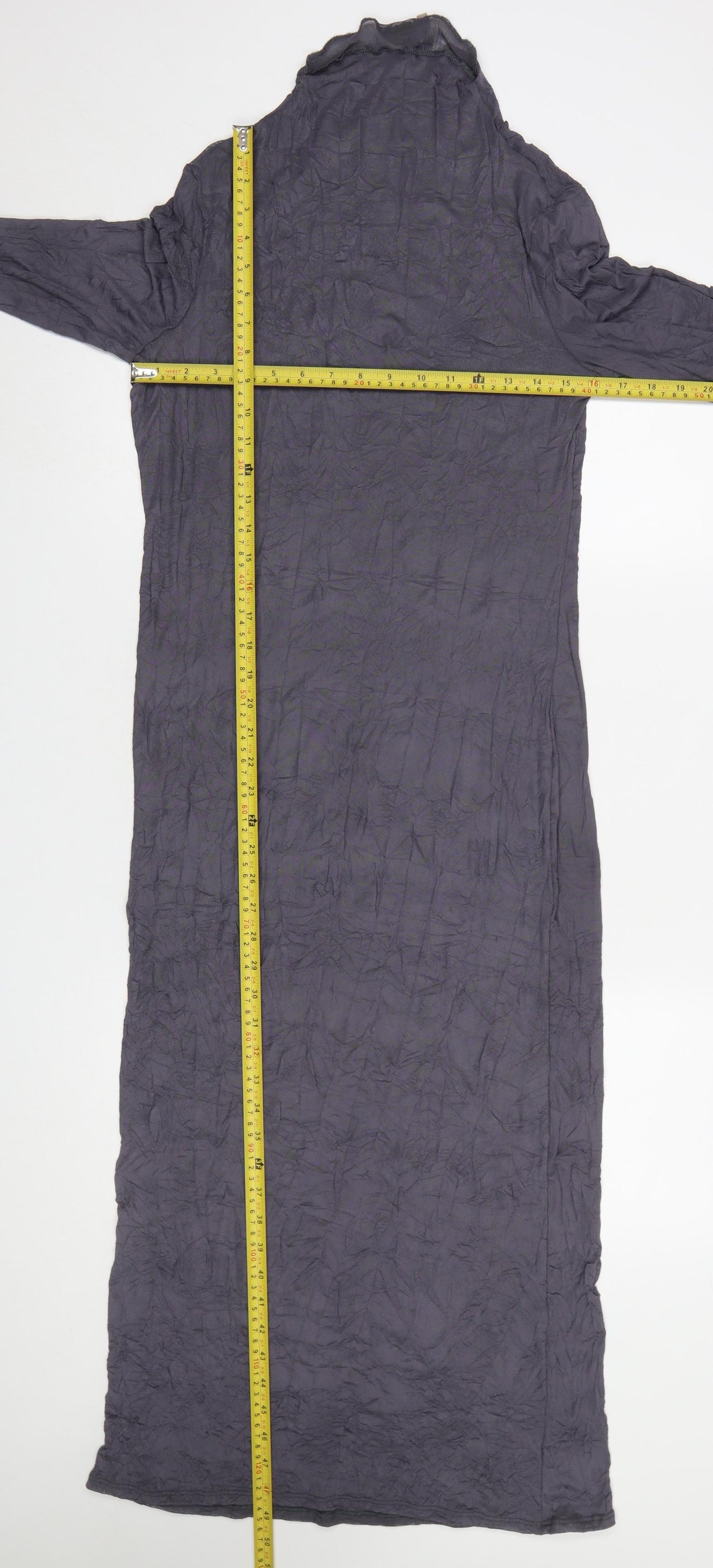River Island Women’s Grey Long Sleeve Bodycon Mesh Midi Dress Size 10