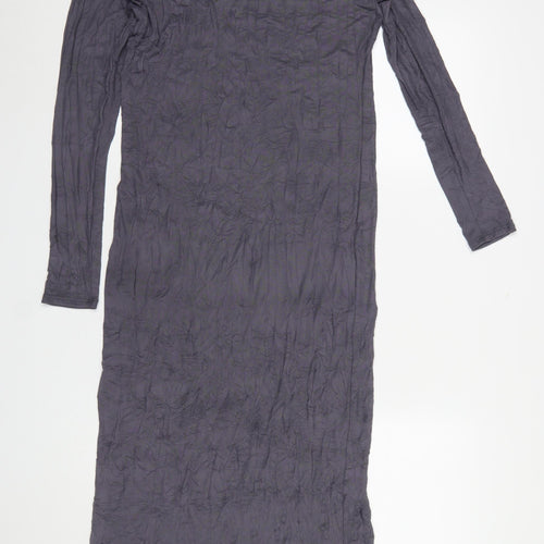 River Island Women’s Grey Long Sleeve Bodycon Mesh Midi Dress Size 10