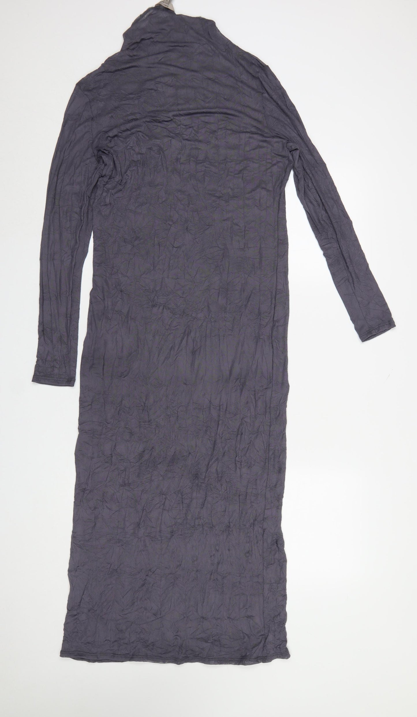 River Island Women’s Grey Long Sleeve Bodycon Mesh Midi Dress Size 10