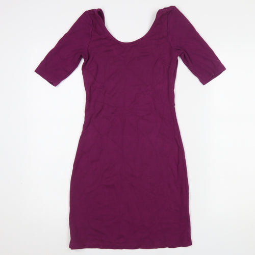 H&M Women’s Purple Bodycon Short Dress Size 6 Half Sleeve