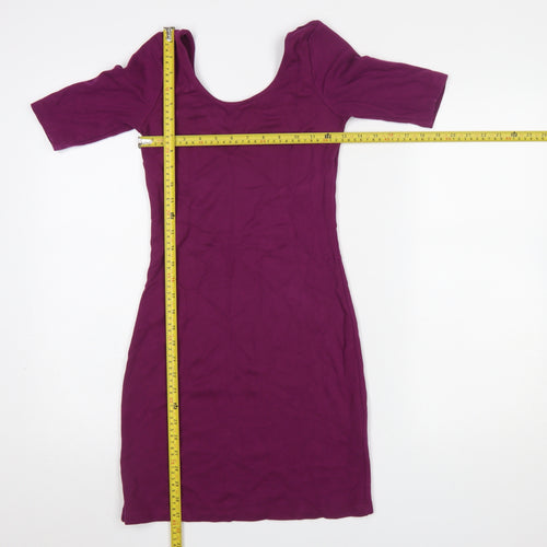 H&M Women’s Purple Bodycon Short Dress Size 6 Half Sleeve