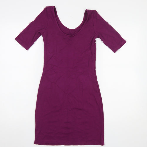 H&M Women’s Purple Bodycon Short Dress Size 6 Half Sleeve