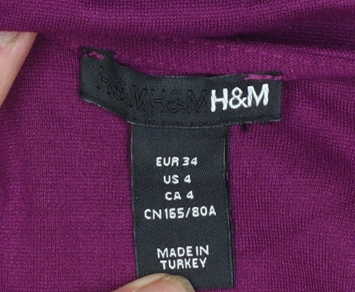 H&M Women’s Purple Bodycon Short Dress Size 6 Half Sleeve
