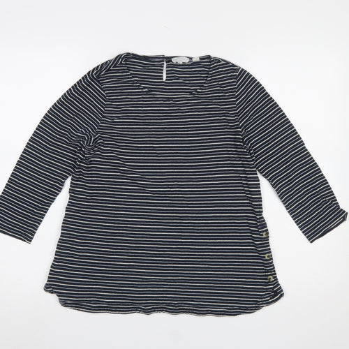 FatFace Women’s Navy Striped 3/4 Sleeve Cotton Jersey Top UK 10