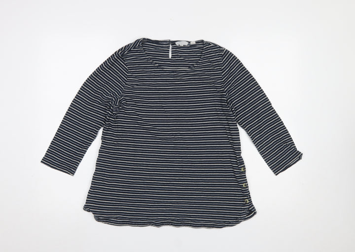 FatFace Women’s Navy Striped 3/4 Sleeve Cotton Jersey Top UK 10