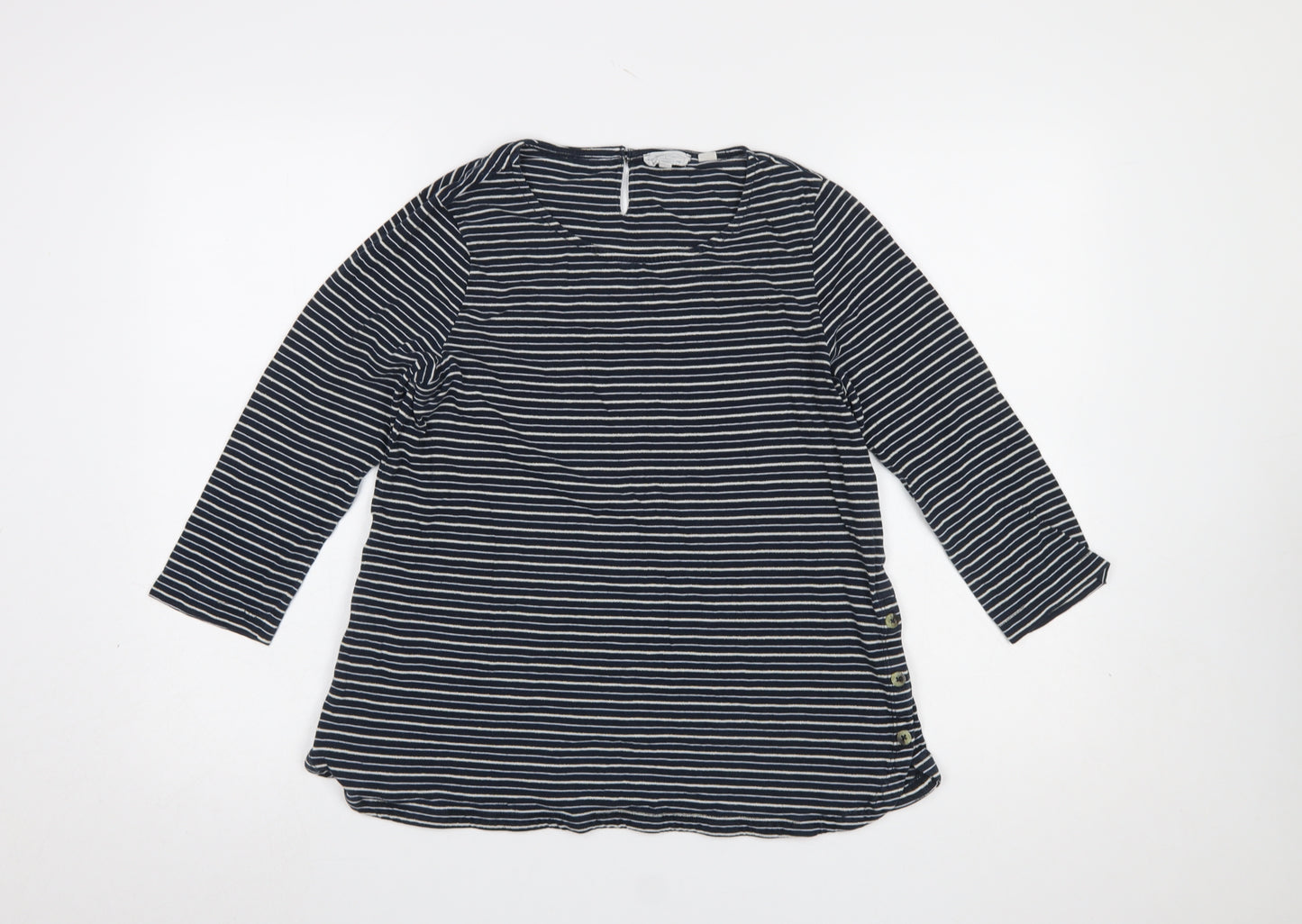 FatFace Women’s Navy Striped 3/4 Sleeve Cotton Jersey Top UK 10