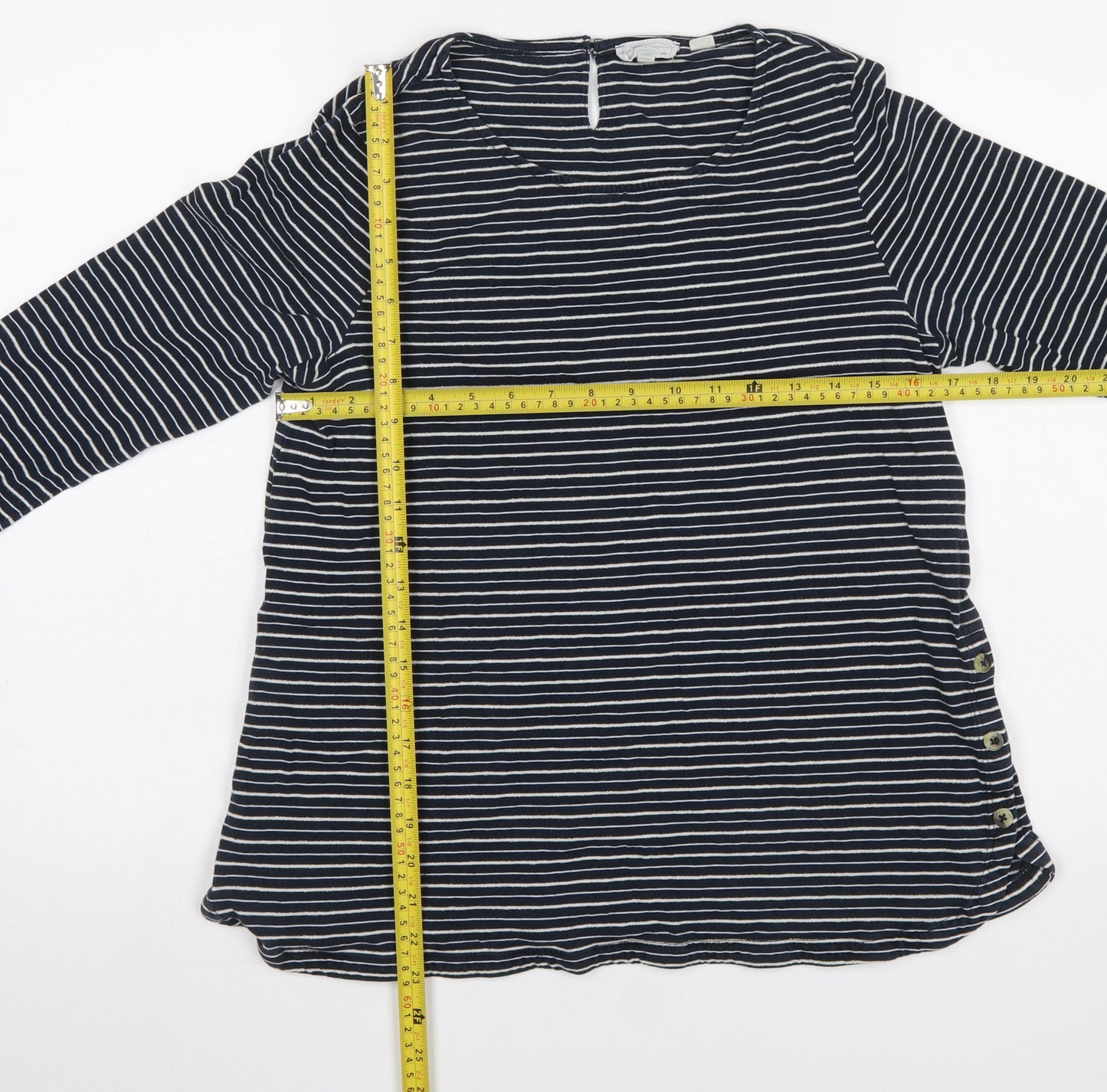 FatFace Women’s Navy Striped 3/4 Sleeve Cotton Jersey Top UK 10