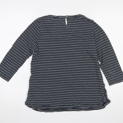 FatFace Women’s Navy Striped 3/4 Sleeve Cotton Jersey Top UK 10