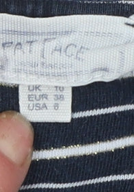 FatFace Women’s Navy Striped 3/4 Sleeve Cotton Jersey Top UK 10
