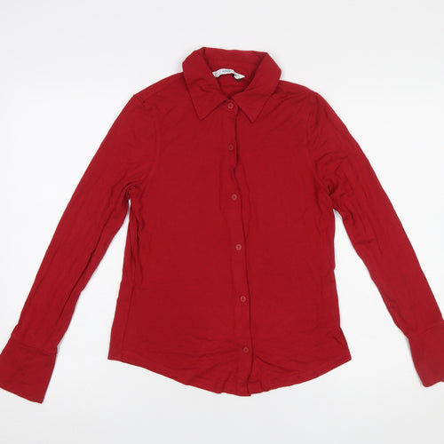 Mango Women's Red Long Sleeve Collared Button-Up Shirt XS