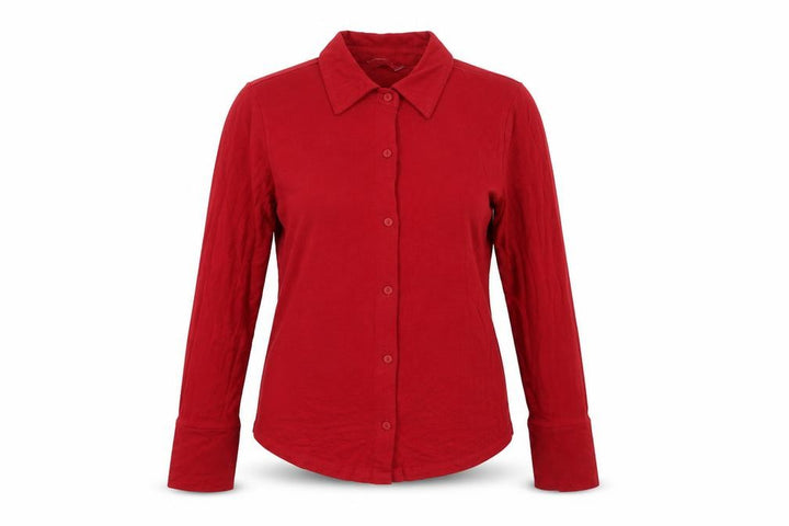 Mango Women's Red Long Sleeve Collared Button-Up Shirt XS
