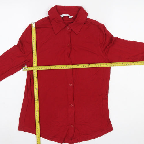 Mango Women's Red Long Sleeve Collared Button-Up Shirt XS