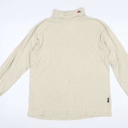 Trespass Men Beige Roll Neck Long Sleeve Cotton T-Shirt M