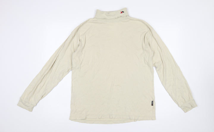 Trespass Men Beige Roll Neck Long Sleeve Cotton T-Shirt M