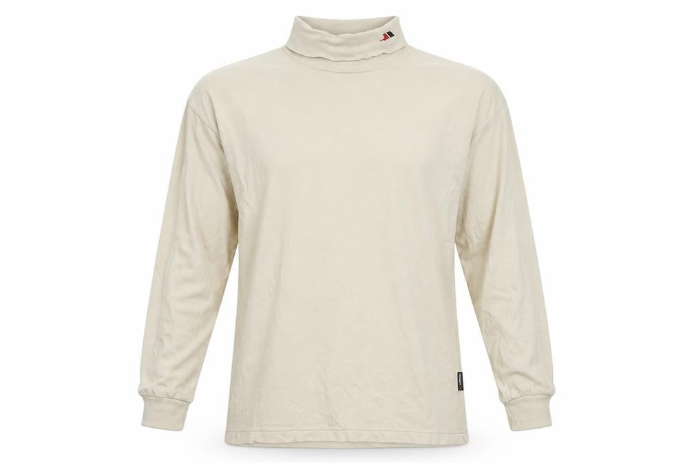 Trespass Men Beige Roll Neck Long Sleeve Cotton T-Shirt M