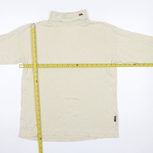 Trespass Men Beige Roll Neck Long Sleeve Cotton T-Shirt M
