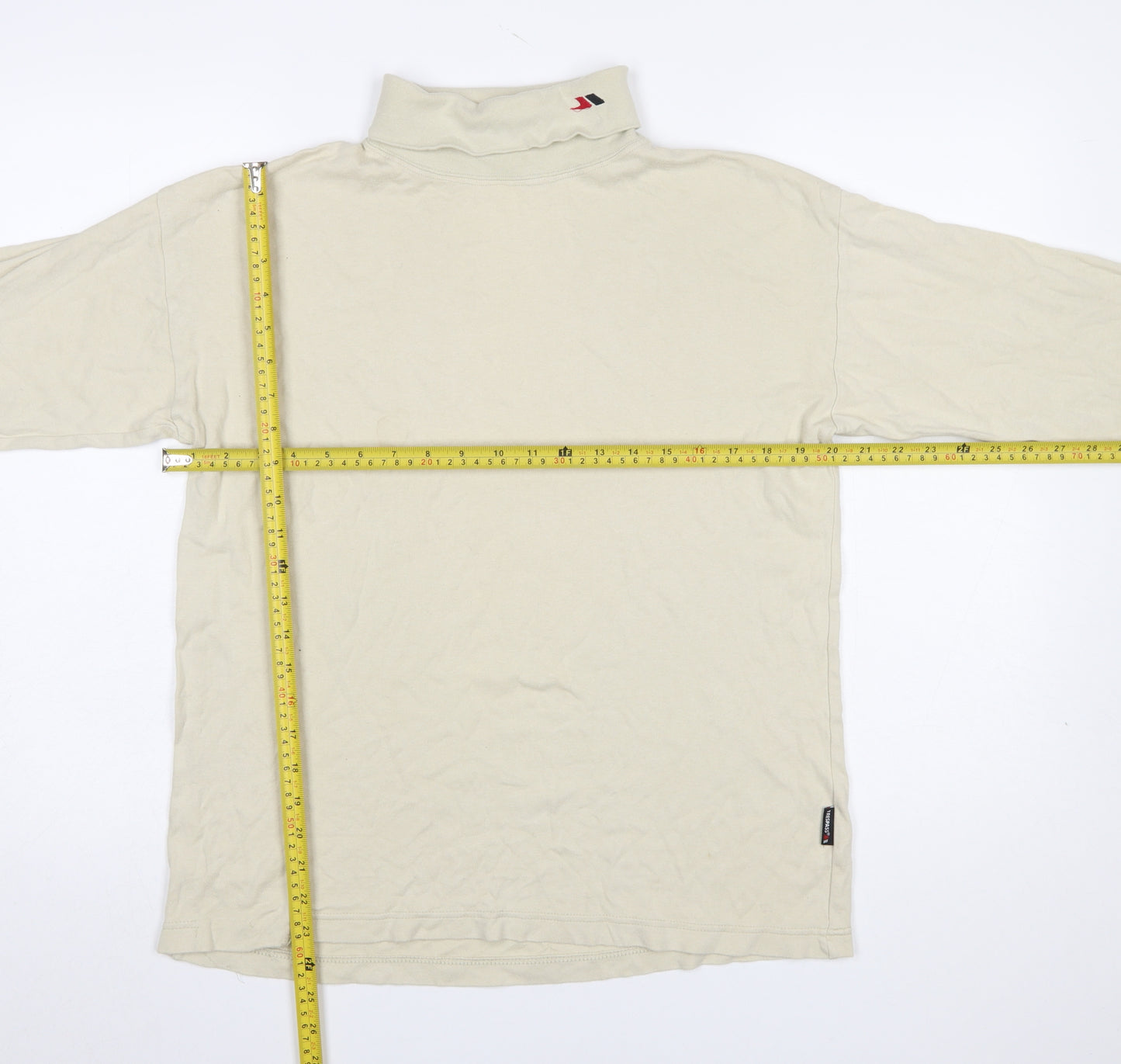 Trespass Men Beige Roll Neck Long Sleeve Cotton T-Shirt M