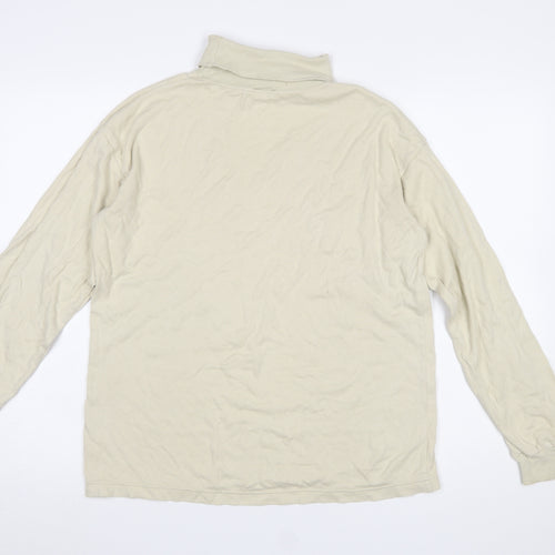 Trespass Men Beige Roll Neck Long Sleeve Cotton T-Shirt M