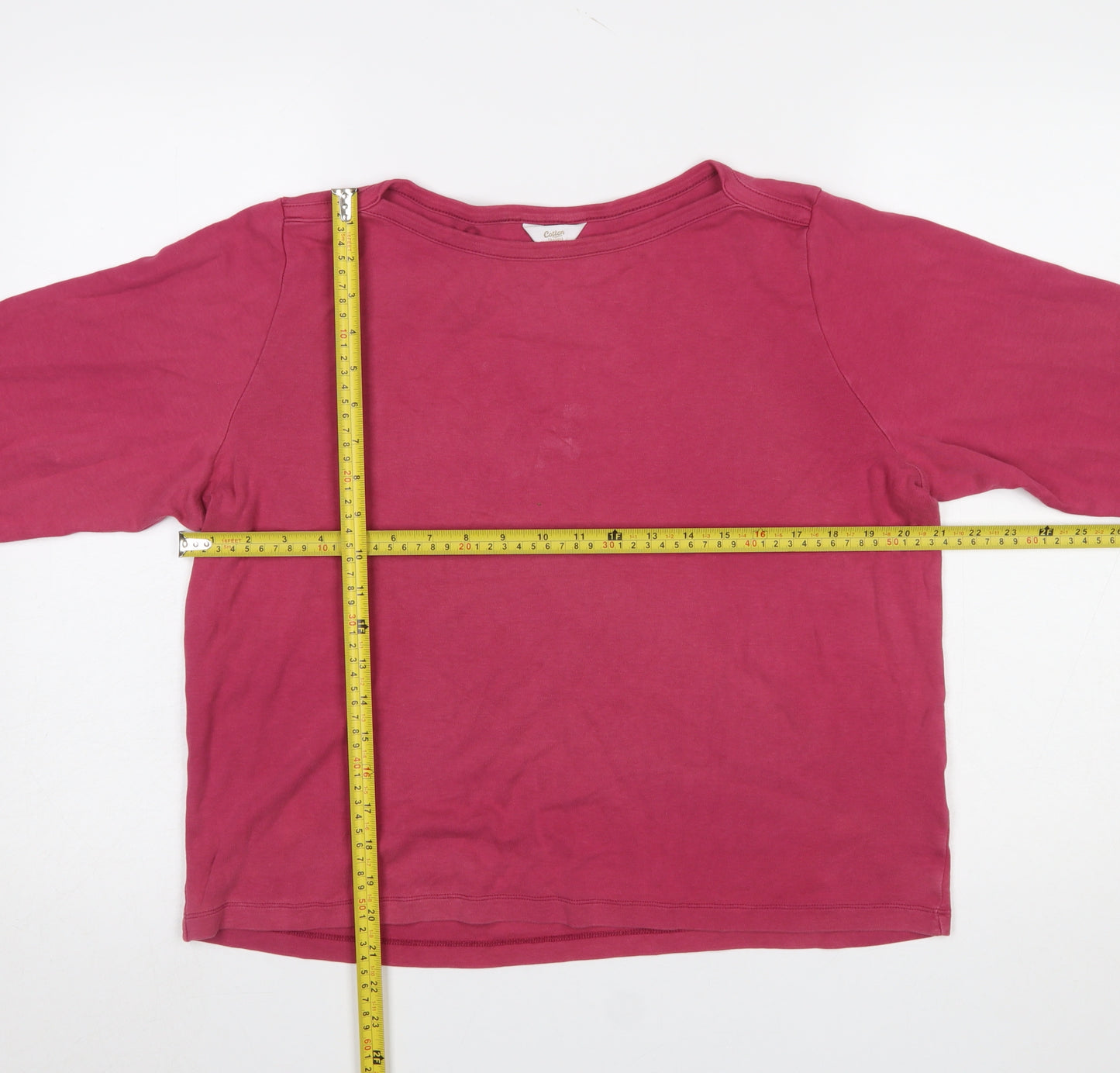 Cotton Traders Women’s Pink Long Sleeve Basic Cotton T-Shirt Size 20