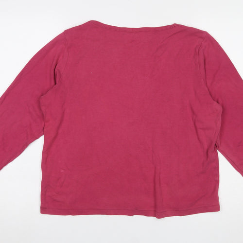 Cotton Traders Women’s Pink Long Sleeve Basic Cotton T-Shirt Size 20