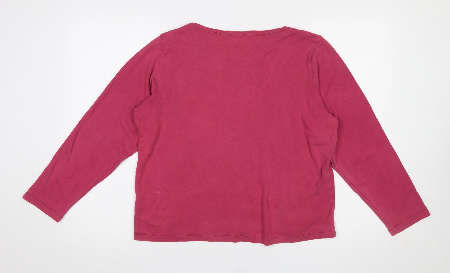 Cotton Traders Women’s Pink Long Sleeve Basic Cotton T-Shirt Size 20