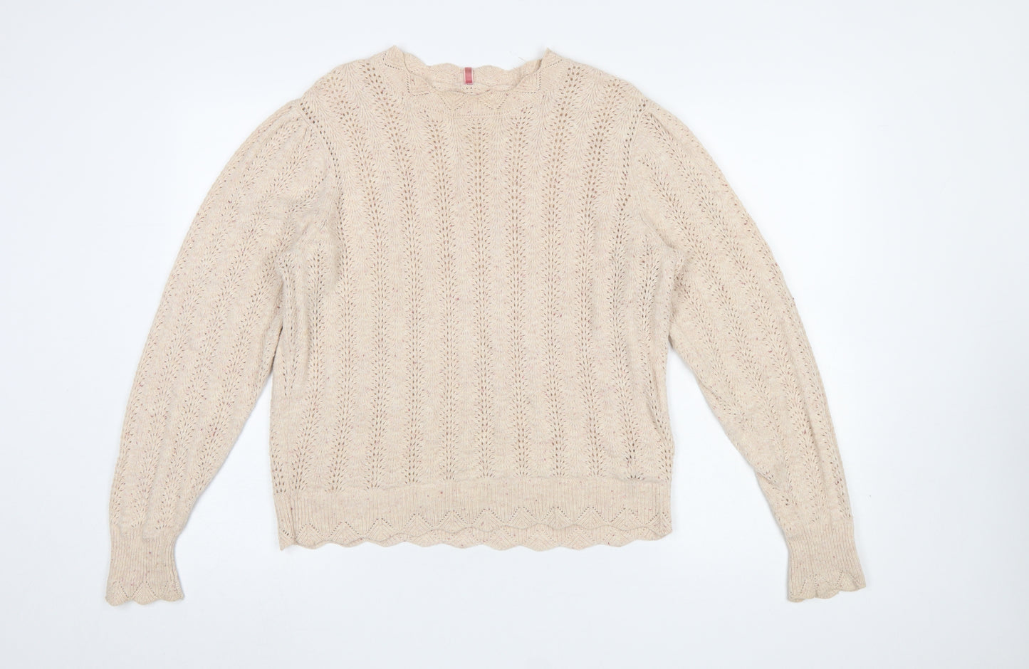 Marks and Spencer Per Una Womens Beige Open Knit Jumper Size 12