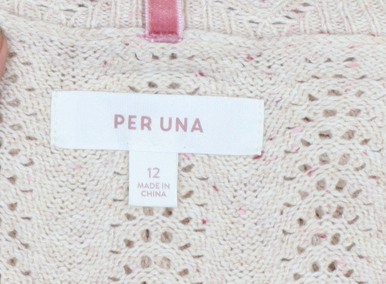 Marks and Spencer Per Una Womens Beige Open Knit Jumper Size 12